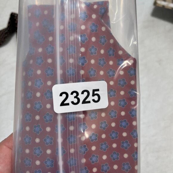 Lands End Tie Mens 60" Long 3.5"‎ Wide Hand Sewn Silk USA Designer Red Flowers - Picture 8 of 8